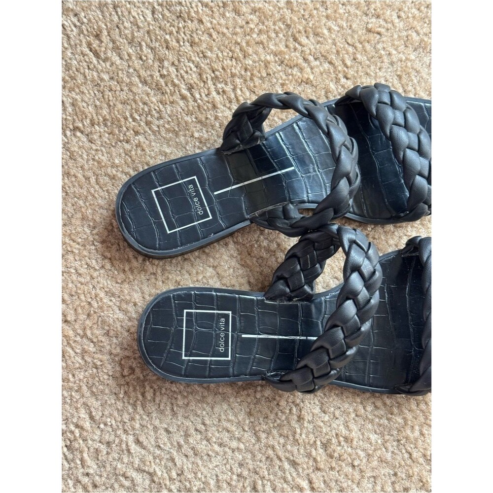 Dolce Vita Indy Double Braided Strap Sandals Black 8.5 - Picture 3 of 5